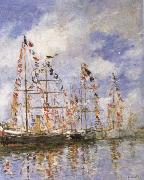 Eugene Boudin Sailing Ships at Deauville Sweden oil painting artist